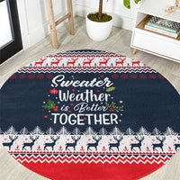 Sweater Weather Christmas Round Carpet with Better Together Quote and Reindeer Snowflake - Wonder Print Shop