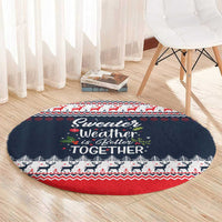 Sweater Weather Christmas Round Carpet with Better Together Quote and Reindeer Snowflake - Wonder Print Shop