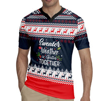Sweater Weather Christmas Rugby Jersey with Better Together Quote and Reindeer Snowflake - Wonder Print Shop