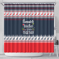 Sweater Weather Christmas Shower Curtain with Better Together Quote and Reindeer Snowflake - Wonder Print Shop