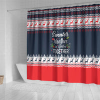Sweater Weather Christmas Shower Curtain with Better Together Quote and Reindeer Snowflake - Wonder Print Shop