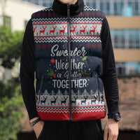 Sweater Weather Christmas Sleeveless Puffer Jacket with Better Together Quote and Reindeer Snowflake - Wonder Print Shop