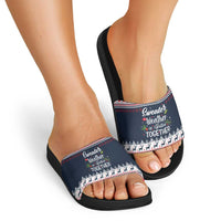 Sweater Weather Christmas Slide Sandals with Better Together Quote and Reindeer Snowflake - Wonder Print Shop