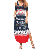 Sweater Weather Christmas Summer Maxi Dress with Better Together Quote and Reindeer Snowflake - Wonder Print Shop