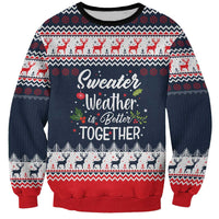 Sweater Weather Christmas Sweatshirt with Better Together Quote and Reindeer Snowflake - Wonder Print Shop