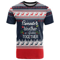 Sweater Weather Christmas T Shirt with Better Together Quote and Reindeer Snowflake - Wonder Print Shop