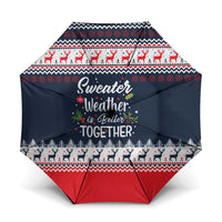 Sweater Weather Christmas Umbrella with Better Together Quote and Reindeer Snowflake - Wonder Print Shop