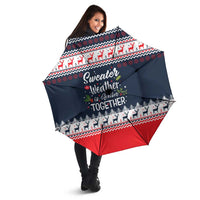 Sweater Weather Christmas Umbrella with Better Together Quote and Reindeer Snowflake - Wonder Print Shop