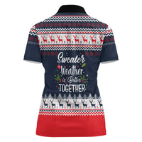 Sweater Weather Christmas Women Polo Shirt with Better Together Quote and Reindeer Snowflake - Wonder Print Shop
