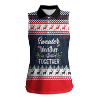Sweater Weather Christmas Women Sleeveless Polo Shirt with Better Together Quote and Reindeer Snowflake - Wonder Print Shop