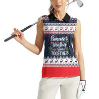 Sweater Weather Christmas Women Sleeveless Polo Shirt with Better Together Quote and Reindeer Snowflake - Wonder Print Shop