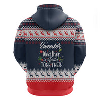Sweater Weather Christmas Zip Hoodie with Better Together Quote and Reindeer Snowflake - Wonder Print Shop