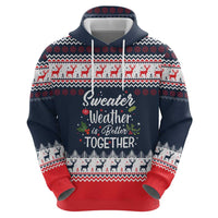 Sweater Weather Christmas Zip Hoodie with Better Together Quote and Reindeer Snowflake - Wonder Print Shop