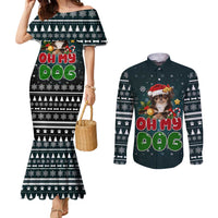 Chihuahua Oh My Dog Christmas Couples Matching Mermaid Dress and Long Sleeve Button Shirt Xmas Holiday Patterns - Wonder Print Shop