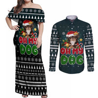 Chihuahua Oh My Dog Christmas Couples Matching Off Shoulder Maxi Dress and Long Sleeve Button Shirt Xmas Holiday Patterns - Wonder Print Shop