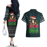 Chihuahua Oh My Dog Christmas Couples Matching Off The Shoulder Long Sleeve Dress and Hawaiian Shirt Xmas Holiday Patterns - Wonder Print Shop