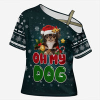Chihuahua Oh My Dog Christmas Cross Shoulder Shirt Xmas Holiday Patterns - Wonder Print Shop