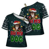 Chihuahua Oh My Dog Christmas Cross Shoulder Shirt Xmas Holiday Patterns - Wonder Print Shop