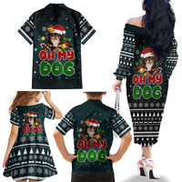 Chihuahua Oh My Dog Christmas Family Matching Off The Shoulder Long Sleeve Dress and Hawaiian Shirt Xmas Holiday Patterns - Wonder Print Shop