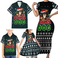Chihuahua Oh My Dog Christmas Family Matching Short Sleeve Bodycon Dress and Hawaiian Shirt Xmas Holiday Patterns - Wonder Print Shop