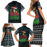 Chihuahua Oh My Dog Christmas Family Matching Short Sleeve Bodycon Dress and Hawaiian Shirt Xmas Holiday Patterns - Wonder Print Shop