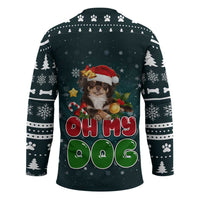 Chihuahua Oh My Dog Christmas Hockey Jersey Xmas Holiday Patterns - Wonder Print Shop