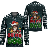 Chihuahua Oh My Dog Christmas Hockey Jersey Xmas Holiday Patterns - Wonder Print Shop