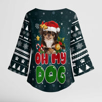 Chihuahua Oh My Dog Christmas Kimono Sleeve Blouse Xmas Holiday Patterns - Wonder Print Shop