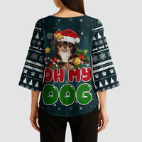 Chihuahua Oh My Dog Christmas Kimono Sleeve Blouse Xmas Holiday Patterns - Wonder Print Shop