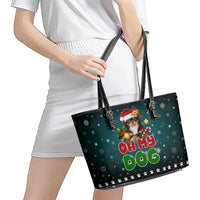 Chihuahua Oh My Dog Christmas Leather Tote Bag Xmas Holiday Patterns - Wonder Print Shop