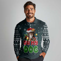 Chihuahua Oh My Dog Christmas Long Sleeve Polo Shirt Xmas Holiday Patterns - Wonder Print Shop