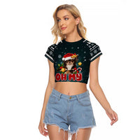 Chihuahua Oh My Dog Christmas Raglan Cropped T Shirt Xmas Holiday Patterns - Wonder Print Shop