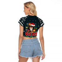 Chihuahua Oh My Dog Christmas Raglan Cropped T Shirt Xmas Holiday Patterns - Wonder Print Shop