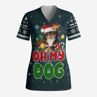 Chihuahua Oh My Dog Christmas Scrub Top Xmas Holiday Patterns - Wonder Print Shop