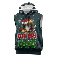 Chihuahua Oh My Dog Christmas Sleeveless Zip Hoodie Xmas Holiday Patterns - Wonder Print Shop