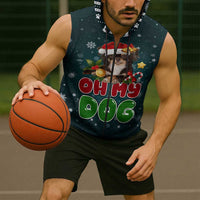 Chihuahua Oh My Dog Christmas Sleeveless Zip Hoodie Xmas Holiday Patterns - Wonder Print Shop