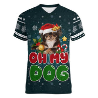 Chihuahua Oh My Dog Christmas Women V-Neck T-Shirt Xmas Holiday Patterns - Wonder Print Shop