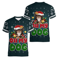 Chihuahua Oh My Dog Christmas Women V-Neck T-Shirt Xmas Holiday Patterns - Wonder Print Shop