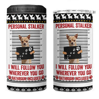 Chihuahua Personal Stalker Christmas 4 in 1 Can Cooler Tumbler Xmas Holiday Patterns - Wonder Print Shop