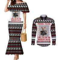 Chihuahua Personal Stalker Christmas Couples Matching Mermaid Dress and Long Sleeve Button Shirt Xmas Holiday Patterns - Wonder Print Shop