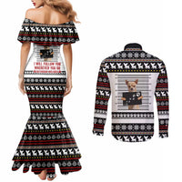 Chihuahua Personal Stalker Christmas Couples Matching Mermaid Dress and Long Sleeve Button Shirt Xmas Holiday Patterns - Wonder Print Shop