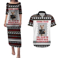 Chihuahua Personal Stalker Christmas Couples Matching Puletasi and Hawaiian Shirt Xmas Holiday Patterns - Wonder Print Shop