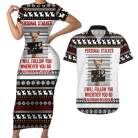 Chihuahua Personal Stalker Christmas Couples Matching Short Sleeve Bodycon Dress and Hawaiian Shirt Xmas Holiday Patterns - Wonder Print Shop