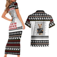 Chihuahua Personal Stalker Christmas Couples Matching Short Sleeve Bodycon Dress and Hawaiian Shirt Xmas Holiday Patterns - Wonder Print Shop