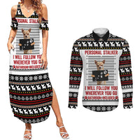 Chihuahua Personal Stalker Christmas Couples Matching Summer Maxi Dress and Long Sleeve Button Shirt Xmas Holiday Patterns - Wonder Print Shop