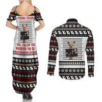 Chihuahua Personal Stalker Christmas Couples Matching Summer Maxi Dress and Long Sleeve Button Shirt Xmas Holiday Patterns - Wonder Print Shop