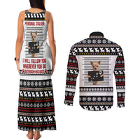 Chihuahua Personal Stalker Christmas Couples Matching Tank Maxi Dress and Long Sleeve Button Shirt Xmas Holiday Patterns - Wonder Print Shop