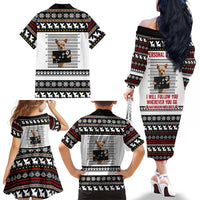 Chihuahua Personal Stalker Christmas Family Matching Off The Shoulder Long Sleeve Dress and Hawaiian Shirt Xmas Holiday Patterns - Wonder Print Shop