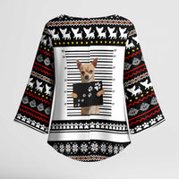 Chihuahua Personal Stalker Christmas Kimono Sleeve Blouse Xmas Holiday Patterns - Wonder Print Shop