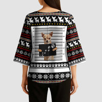 Chihuahua Personal Stalker Christmas Kimono Sleeve Blouse Xmas Holiday Patterns - Wonder Print Shop